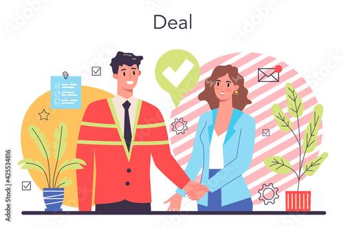 Deal concept. Official contract and business handshake. Idea of partnership