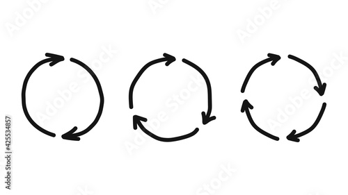 Set of hand-drawn recycling icons isolated on white background. Garbage and waste recycling concept. Vector illustration
