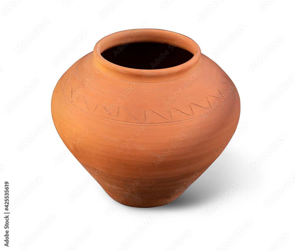 clay jug isolated on white background clay jug isolated on white background