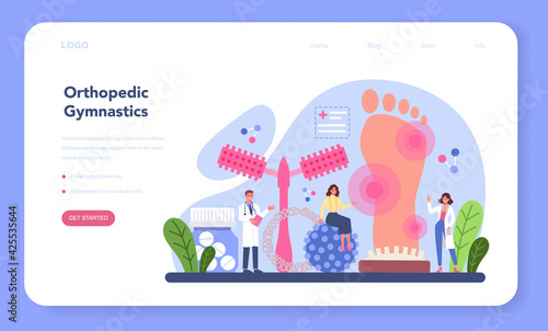Orthopedics doctor web banner or landing page. Orthopedic gymnastics