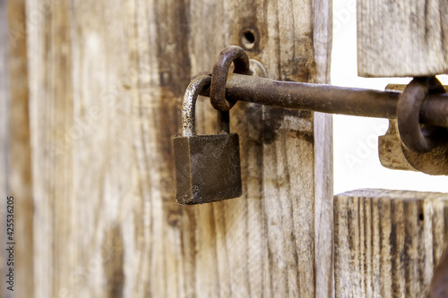 Padlock on door