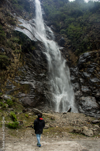 Beautiful landscape of water fall of North Sikkim, India.
