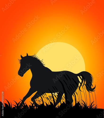 Horse running Silhouette vector illustration