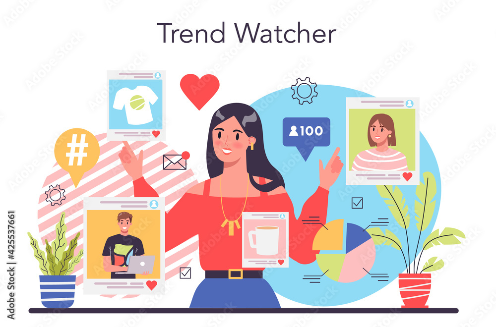 Trend watcher concept. Specialist in tracking the emergence Trend watcher concept. Specialist in tracking the emergence