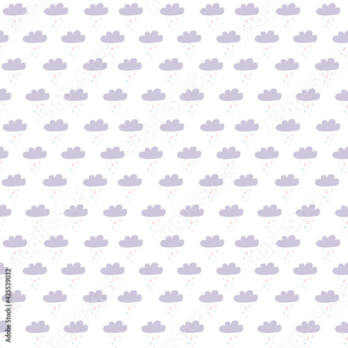seamless pattern with clouds. digital illustration. decor for decoration. Wallpaper for the children s room. raindrops. Clip art for scrapbooking. Weather sky. texture rain