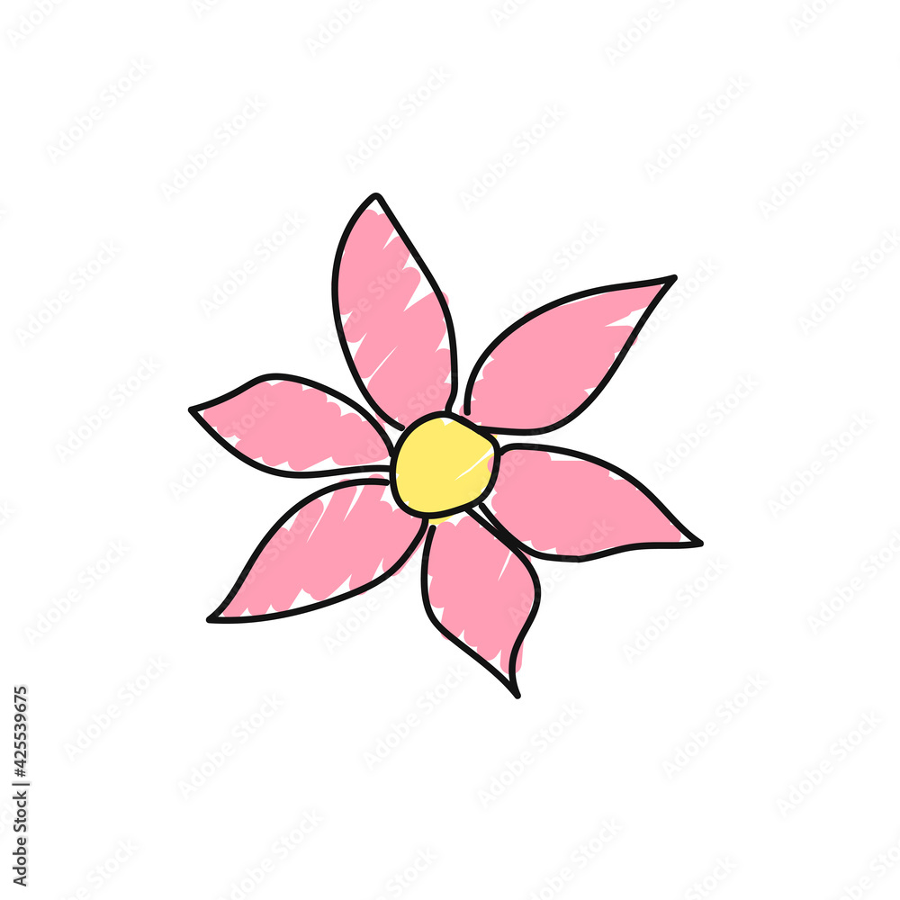 Hand-drawn flower isolated on white background. Doodle style. Beauty concept. Vector illustration Hand-drawn flower isolated on white background. Doodle style. Beauty concept. Vector illustration