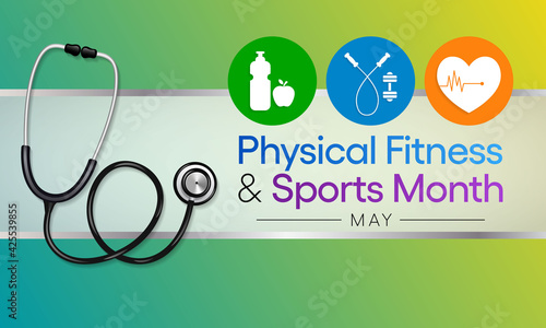 National Physical fitness and sports month observed each year in May to promote healthy lifestyles among people. vector illustration.