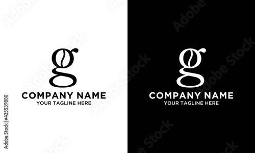 letter g logo and coffee bean vector icon