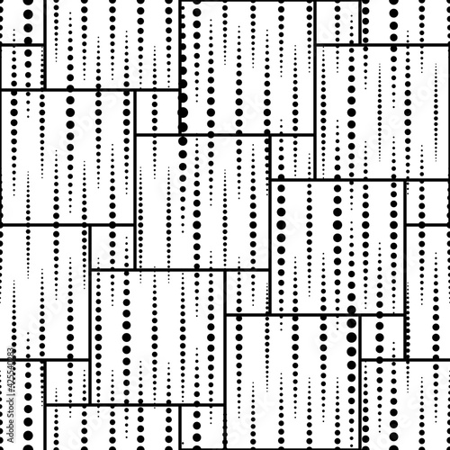 Abstract seamless pattern. Black and white background. Repeated geometric texture. Repeating abstract design for wallpapers, prints. Can use for effect overlay. Graphic monochrome backdrop. Vector 