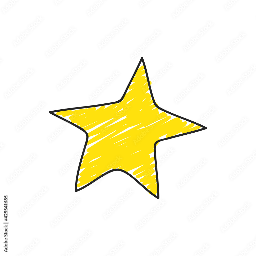 Hand-drawn star isolated on white background. Doodle style. Night concept. Sketch. Vector illustration Hand-drawn star isolated on white background. Doodle style. Night concept. Sketch. Vector illustration