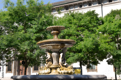 Milan. Italy - May 21, 2019: piazza Fontana square, neo-classical fountain (designed by Giuseppe Piermarini1780) 