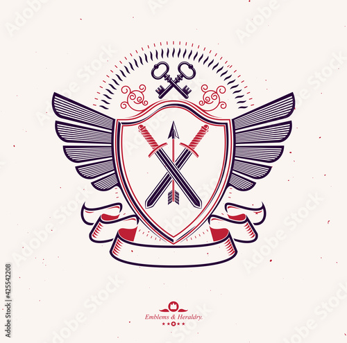 Vector emblem, vintage hera...