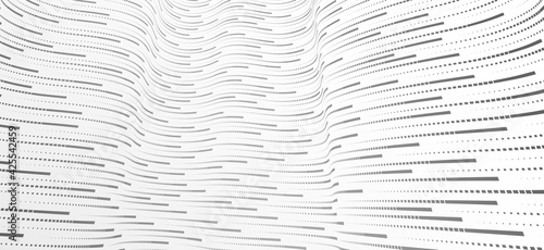 Technology vector abstract background with lines big data flow, 3D abstraction of nanotechnology and science, electronics and digital style, wire net dimensional perspective.