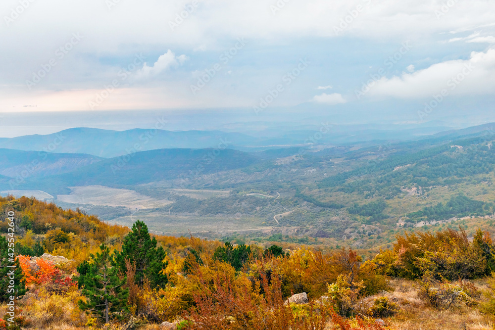 mountains and forests of crimea in an autumn day