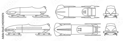 Vászonkép Bobsled isolated Outline set icon