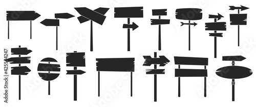 Wooden post vector illustration on white background. Isolated black set icon signpost. Vector black set icon wooden post.