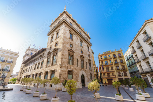 Valencia old town, Spain. Regional Government building 14th Century Gothic Style. photo