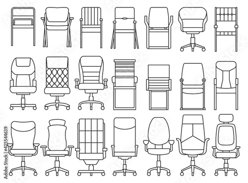 Office chair vector outline set icon. Vector illustration armchair on white background. Isolated outline set icon office chair.