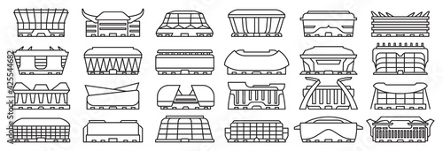 Sport arena vector illustration on white background. Isolated outline set icon stadium. Vector outline set icon sport arena.