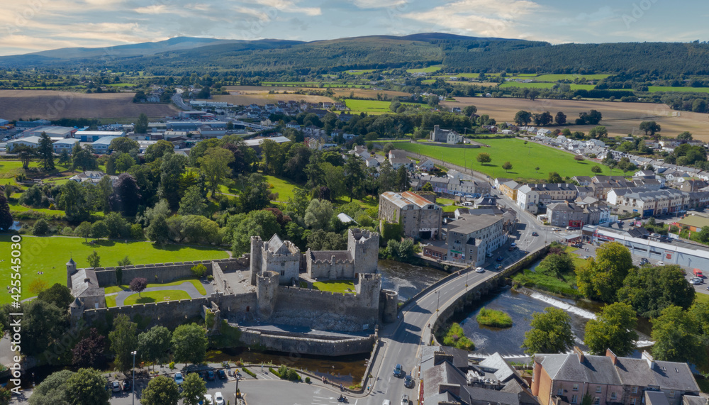Irish Landmark Cahir Castle Ireland amazing aerial drone scenery view
