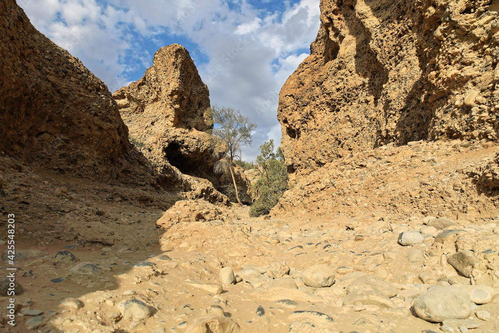 Rocky sandstone wilderness at Sesriem canyon, Namibia