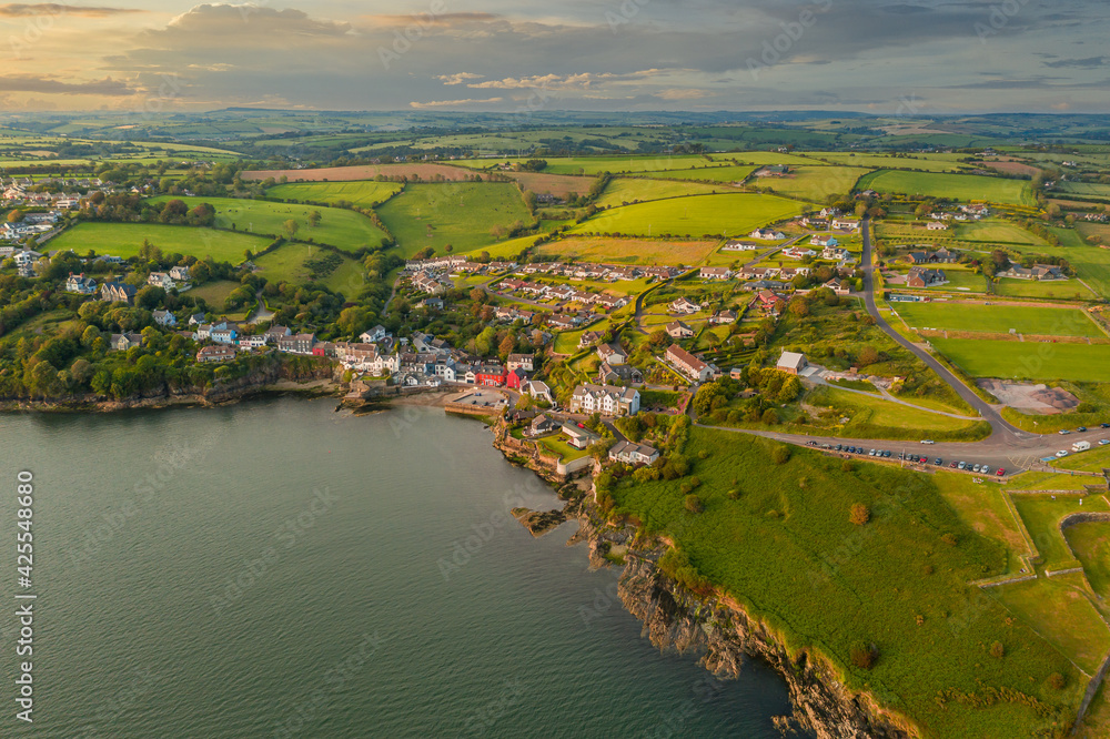 St. Charles Fort Kinsale Cork Ireland coast line old Irish touristic landmark sunset amazing aerial scenery view