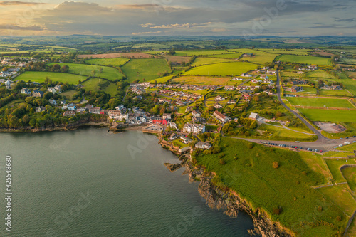 St. Charles Fort Kinsale Cork Ireland coast line old Irish touristic landmark sunset amazing aerial scenery view