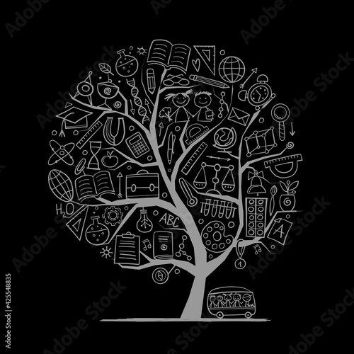 Back to School Concept. Art Tree for your design