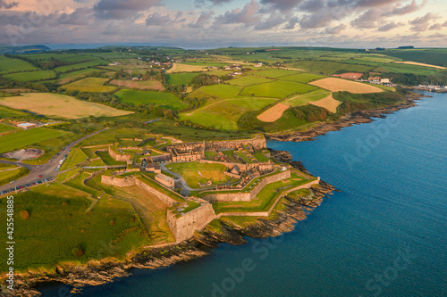 St. Charles Fort Kinsale Cork Ireland coast line old Irish touristic landmark sunset amazing aerial scenery view photo