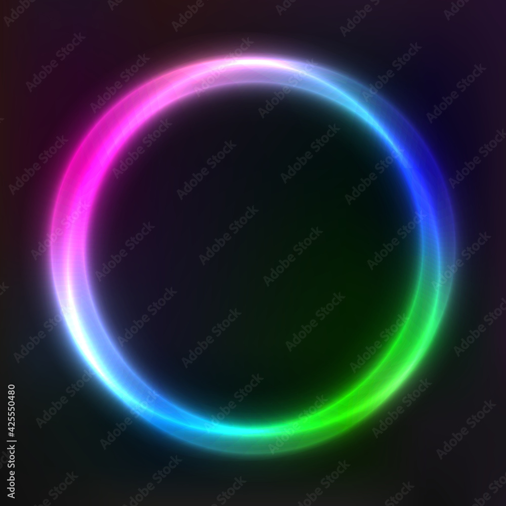 Vector background of neon geometric shapes, round frame, abstract background, wallpaper Vector background of neon geometric shapes, round frame, abstract background, wallpaper