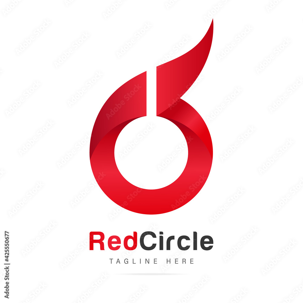 Abstract red ribbon circle logo for branding business company.Design element template identity for business card.Vector round shape icon. Abstract red ribbon circle logo for branding business company.Design element template identity for business card.Vector round shape icon.