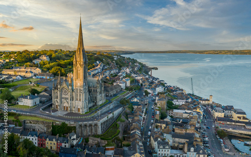 St Colman's Cathedral Cobh Cork Ireland aerial amazing scenery view Irish landmark traditional town  photo
