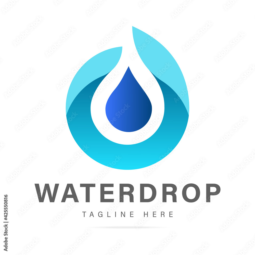 Abstract blue water drop logo,clean droplet sign,aqua business company agency icon.Design template Logotype pure drop symbol from curves liquid lines.Vector isolated illustration on white background Abstract blue water drop logo,clean droplet sign,aqua business company agency icon.Design template Logotype pure drop symbol from curves liquid lines.Vector isolated illustration on white background