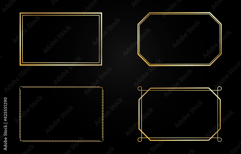 Set of vector gold frames. Design frames png. Frames on an isolated transparent background.