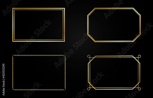 Set of vector gold frames. Design frames png. Frames on an isolated transparent background.