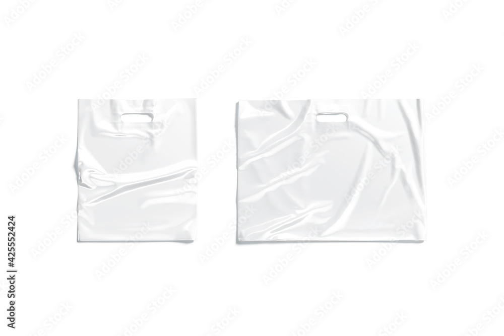 Blank white small and big die-cut plastic bag mockup, isolated Blank white small and big die-cut plastic bag mockup, isolated