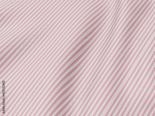3D rendering. Rippled cloth. Pink striped wave background