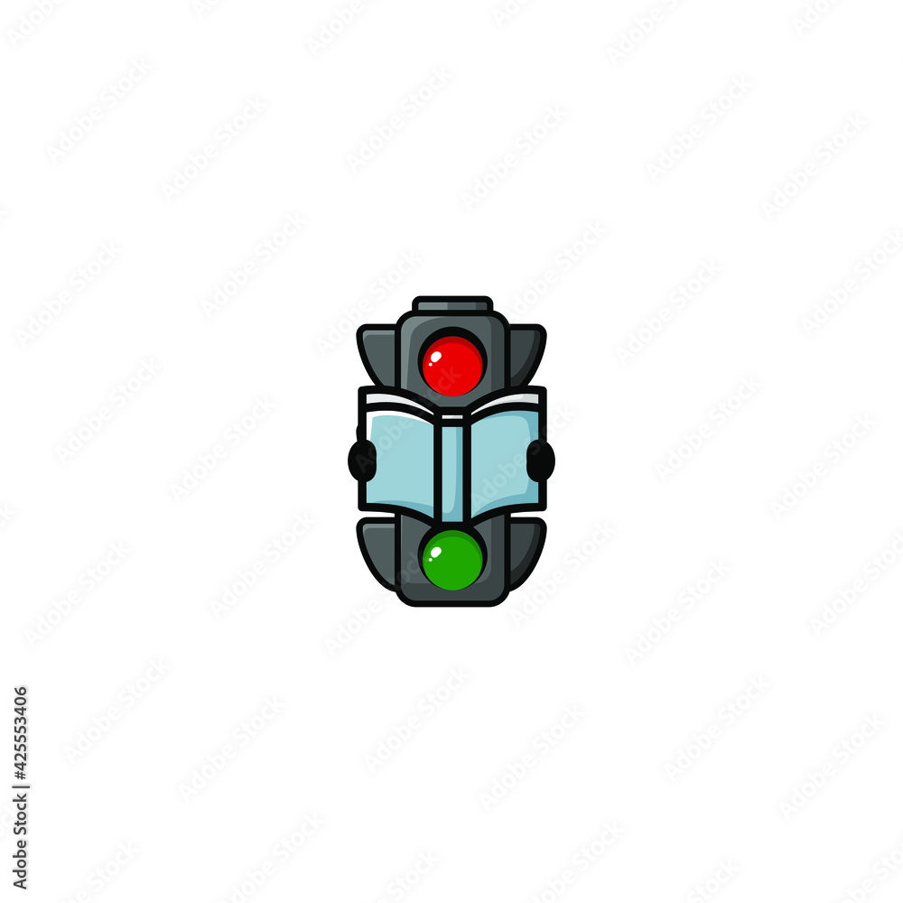 Cute Traffic Light Cartoon Character Vector Illustration Design. Outline, Cute, Funny Style. Recomended For Children Book, Cover Book, And Other.