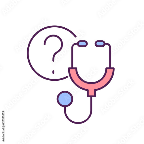 Visit doctor RGB color icon. Checking lungs condition after corona virus treatment. Special medical help to defeat disease problems. Isolated vector illustration