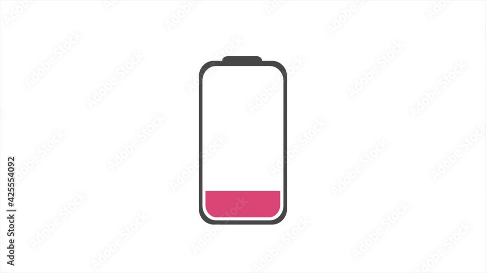 4K Low Battery icon - Charge low sign on white background 4K Low Battery icon - Charge low sign on white background