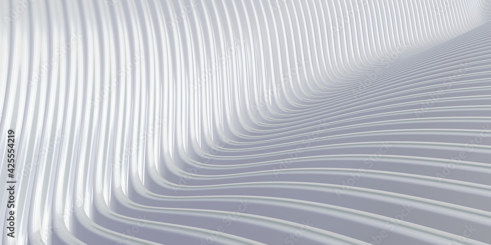 White curve distorted shape Parallel lines White plastic tube texture Modern abstract 3d illustration White curve distorted shape Parallel lines White plastic tube texture Modern abstract 3d illustration