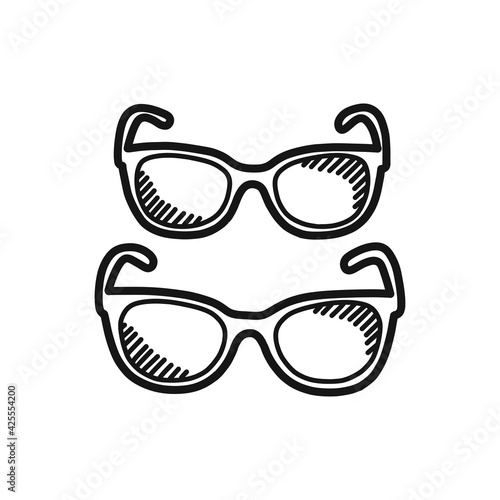 eyeglasses doodle icon, vector color line illustration