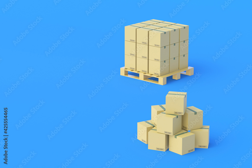 custom made wallpaper toronto digitalBoxes heap and on pallet. Freight transportation and logistic. Import, export of goods. Storage of cargo. International trade. Wholesale purchase, sale. Delivery company. 3d rendering