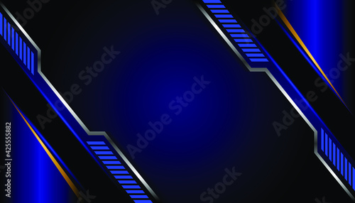 Abstract triangular shape with blue glow line with design space. Concept of modern technology innovation