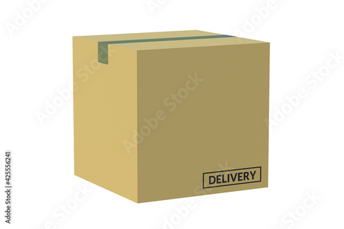 Cardboard box for shipping isolated on white background. 3d render