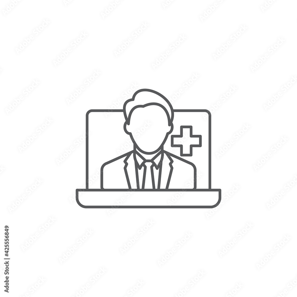 Online Doctor Consultation Icon. Flat Design. Isolated. Online Doctor Consultation Icon. Flat Design. Isolated.