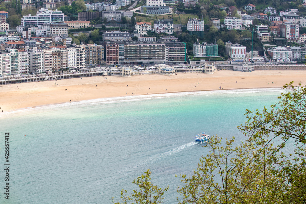 A view to La Contxa beach in San Sebastian, Spain