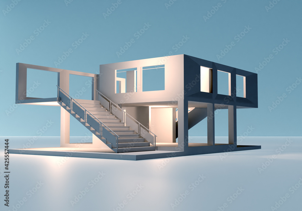 architectural layout. Modern building project. White architectural ...