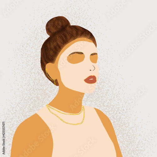 woman face with mask for face and with jewelry 