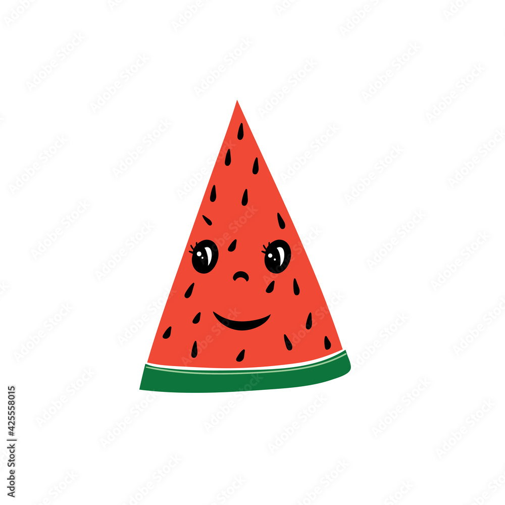 Cute cartoon watermelon slice. Vector illustration. Cute cartoon watermelon slice. Vector illustration.
